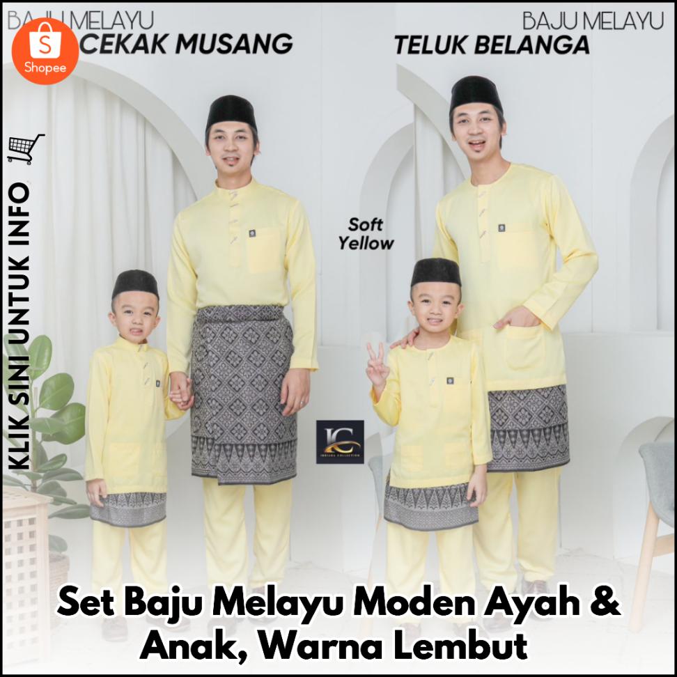 Set Baju Melayu Moden Ayah & Anak Warna Lembut