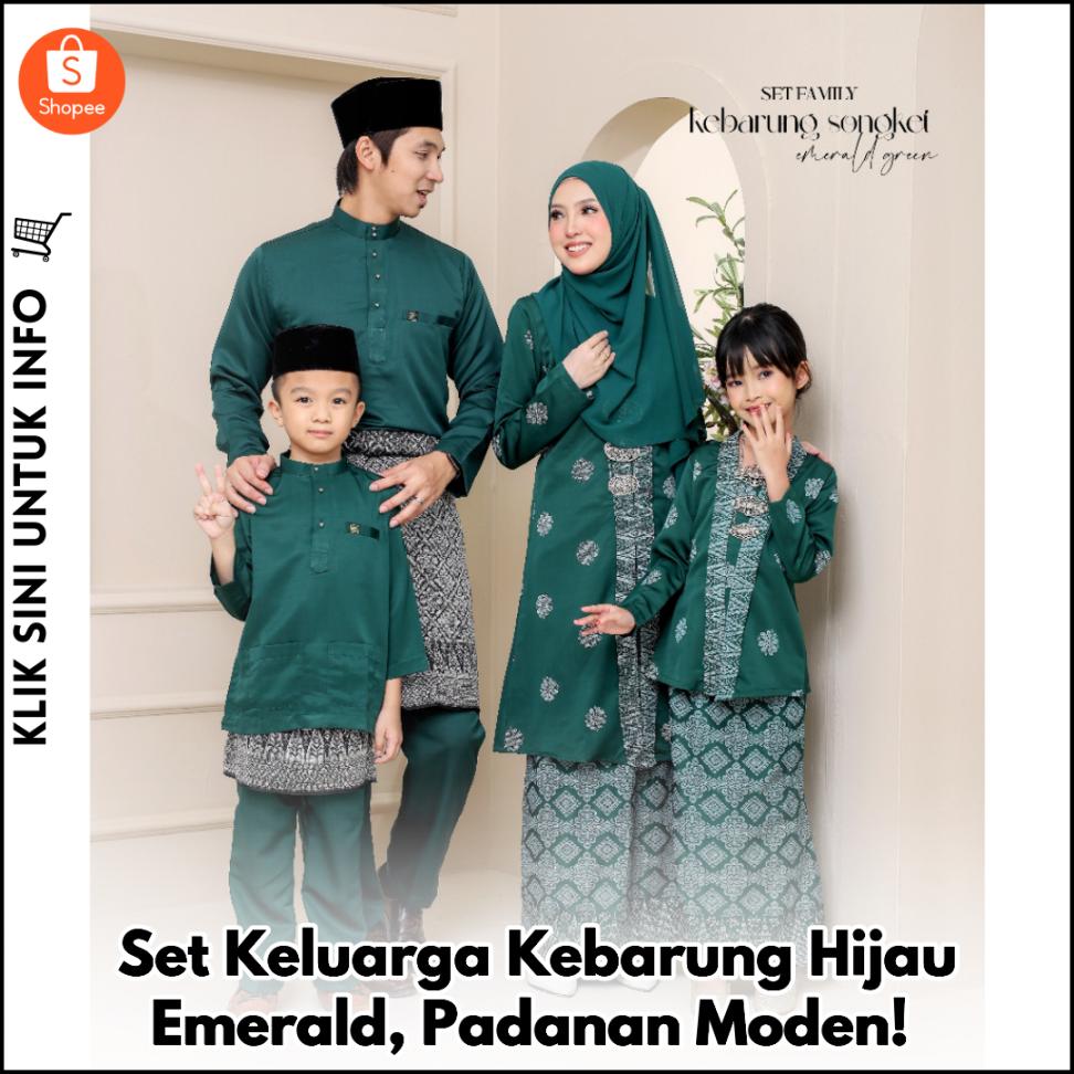 Set Keluarga Kebarung Hijau Emerald, Padanan Moden!