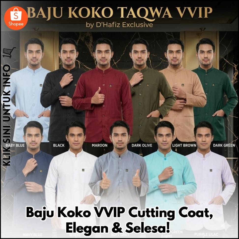 Baju Koko VVIP Cutting Coat, Elegan & Selesa!