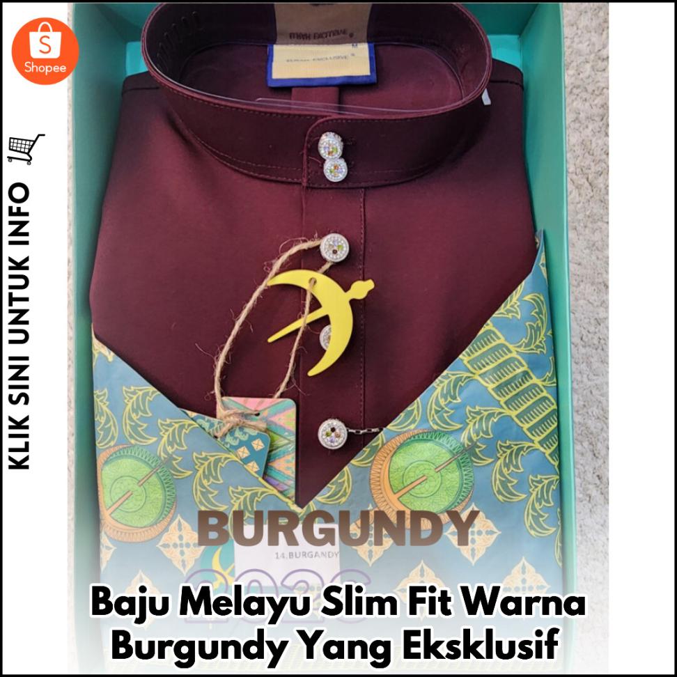 Baju Melayu Slim Fit Warna Burgundy Yang Eksklusif
