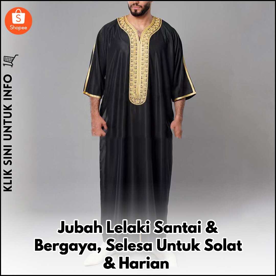 Jubah Lelaki Santai & Bergaya, Selesa Untuk Solat & Harian