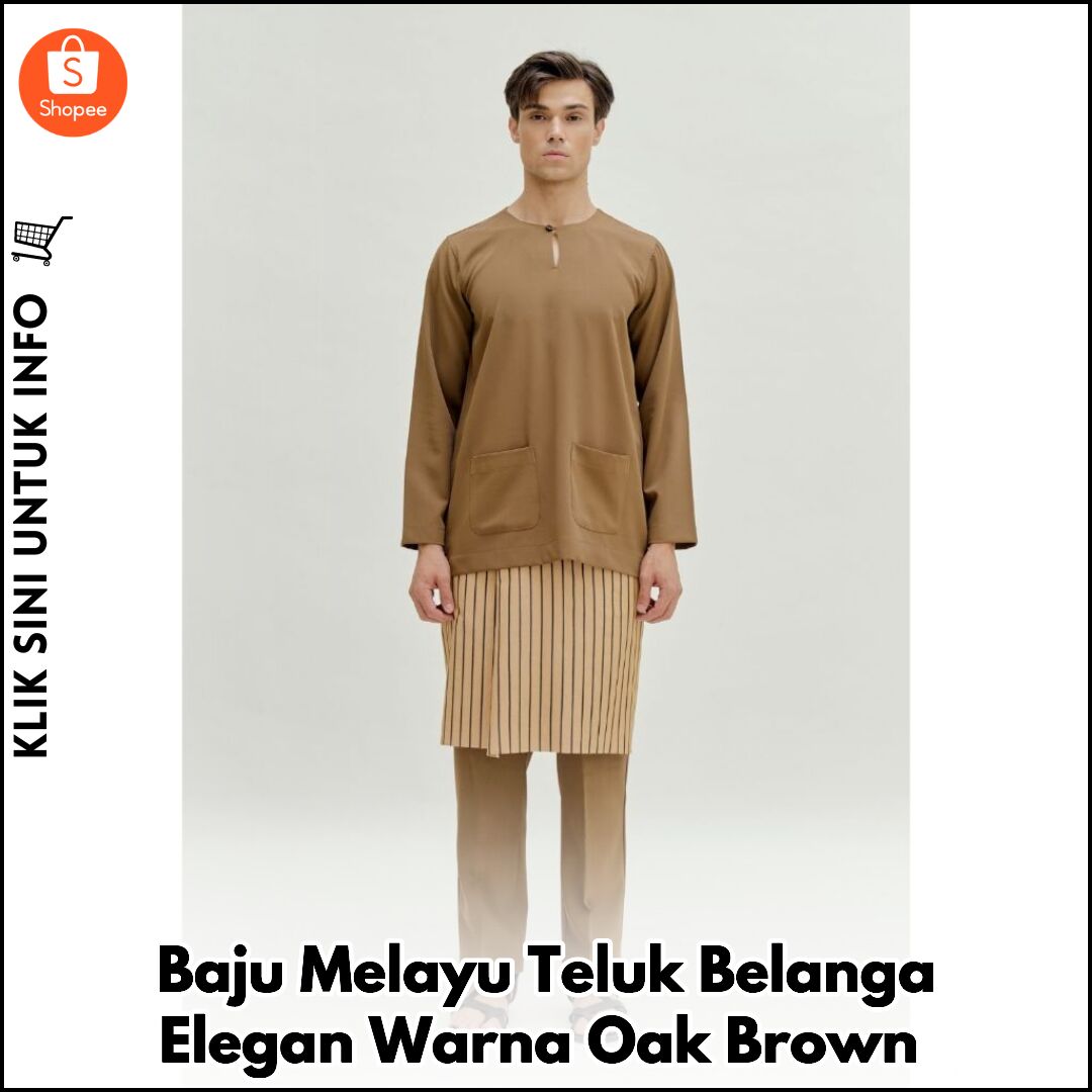 Baju Melayu Teluk Belanga Elegan Warna Oak Brown