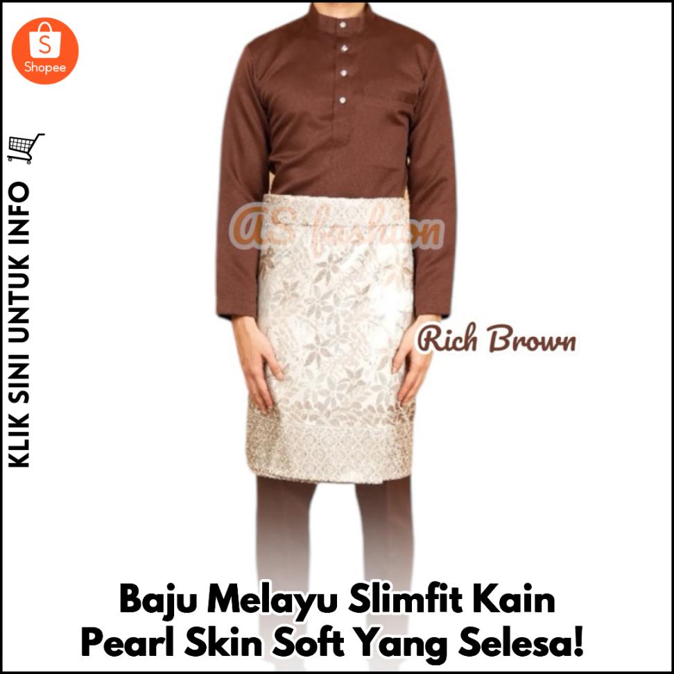 Baju Melayu Slimfit Kain Pearl Skin Soft Yang Selesa!