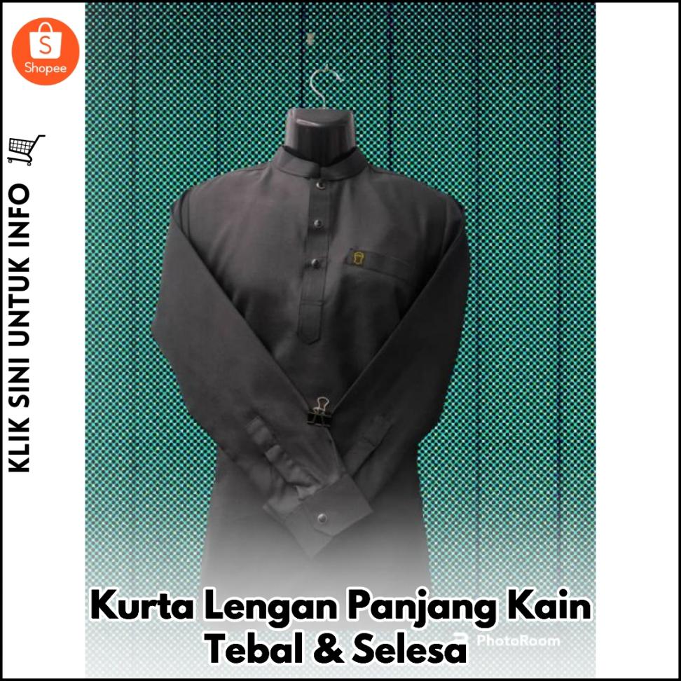 Kurta Lengan Panjang Kain Tebal & Selesa