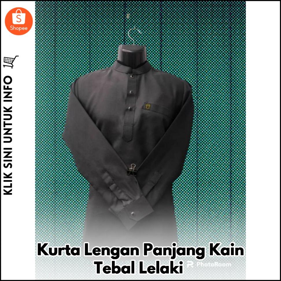 Kurta Lengan Panjang Kain Tebal Lelaki