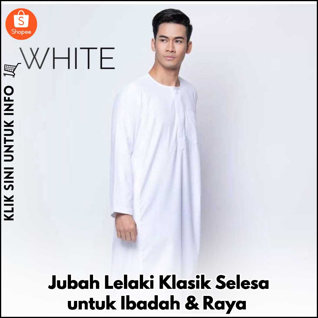 Jubah Lelaki Klasik Selesa untuk Ibadah & Raya