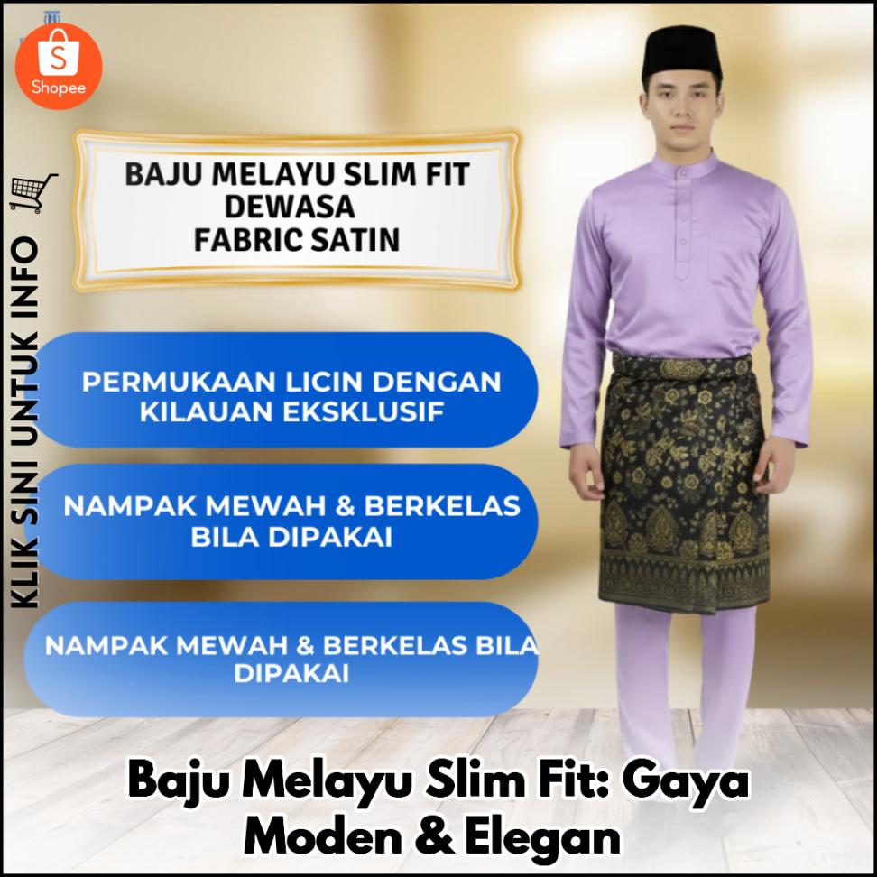 Baju Melayu Slim Fit Satin Matte – Gaya Anggun & Selesa