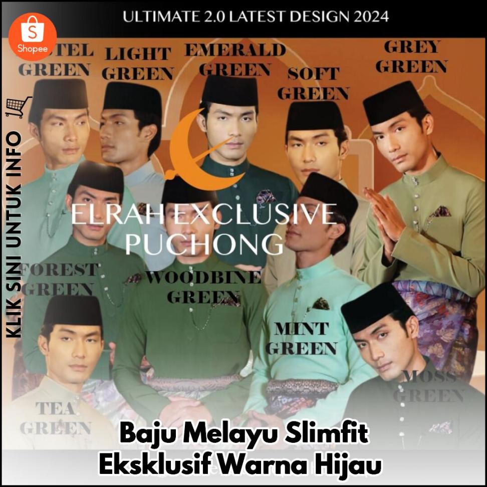 Baju Melayu Slimfit Eksklusif Warna Hijau