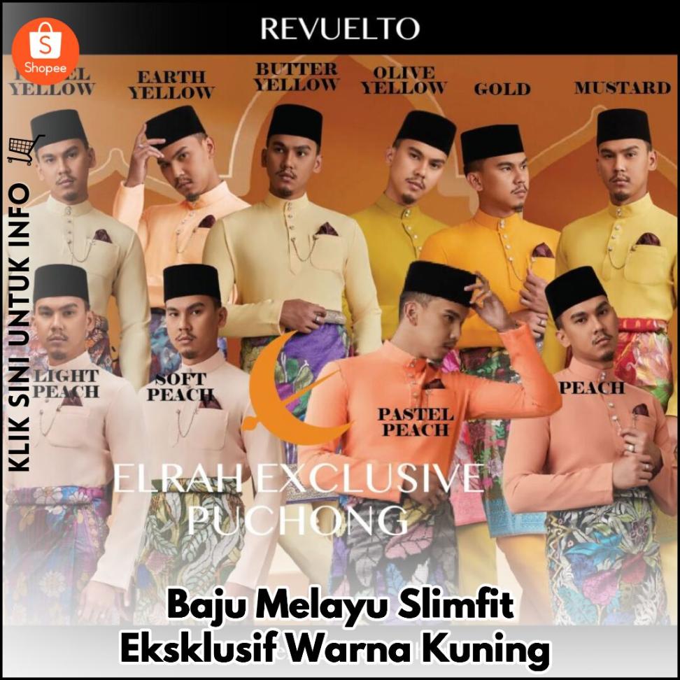 Baju Melayu Slimfit Eksklusif Warna Kuning