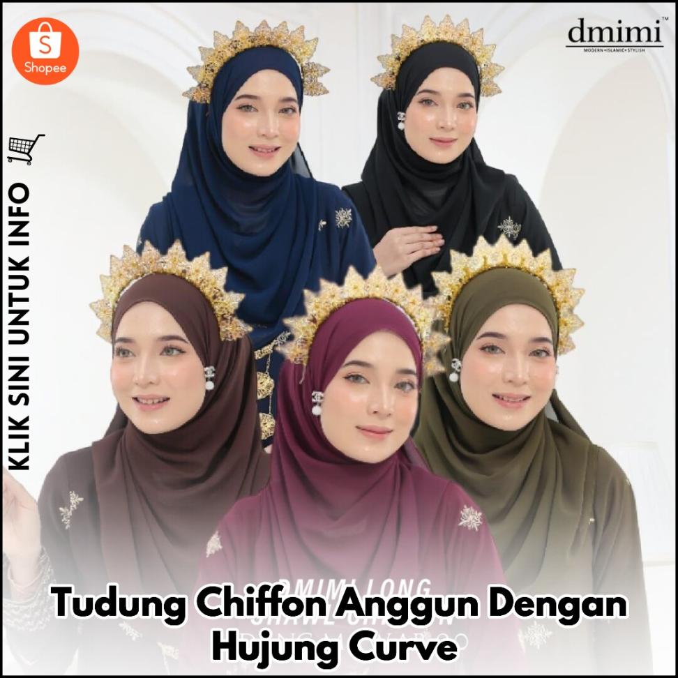 Tudung Chiffon Anggun Dengan Hujung Curve
