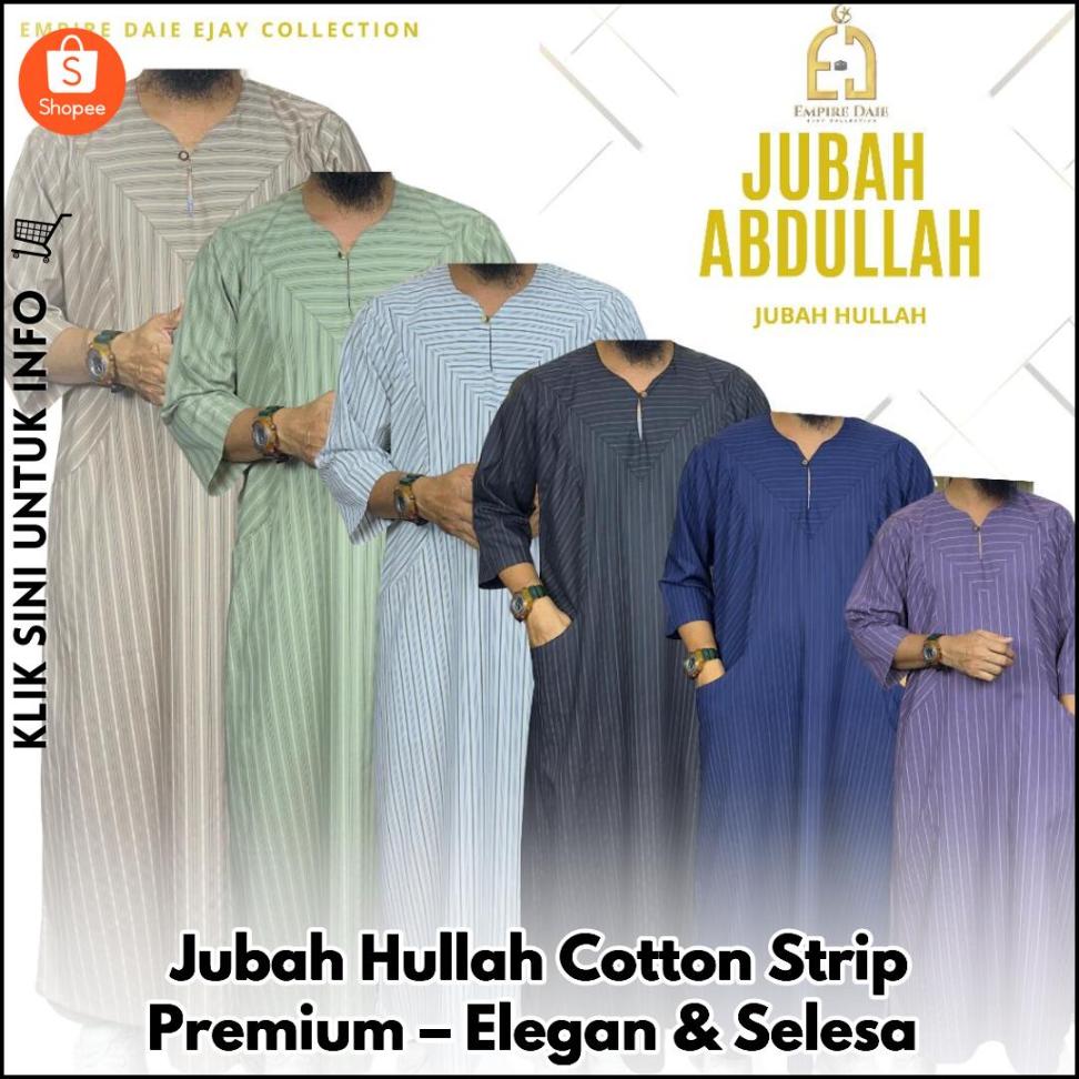 Jubah Hullah Cotton Strip Premium – Elegan & Selesa