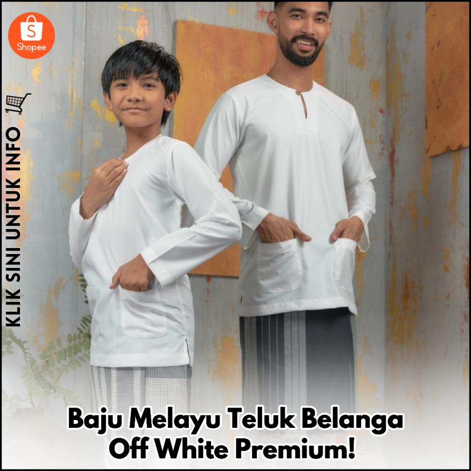 Baju Melayu Teluk Belanga Off White Premium!