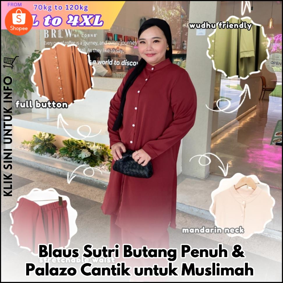 Blaus Sutri Butang Penuh & Palazo Cantik untuk Muslimah