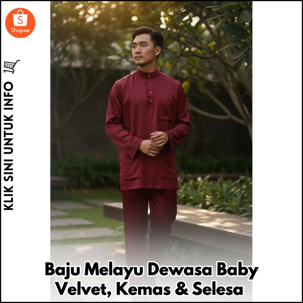 Baju Melayu Dewasa Baby Velvet, Kemas & Selesa