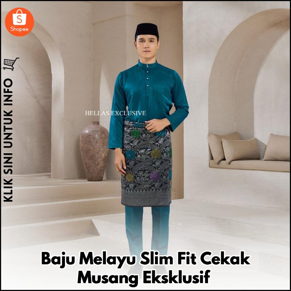 Baju Melayu Slim Fit Eksklusif, Percuma Butang!