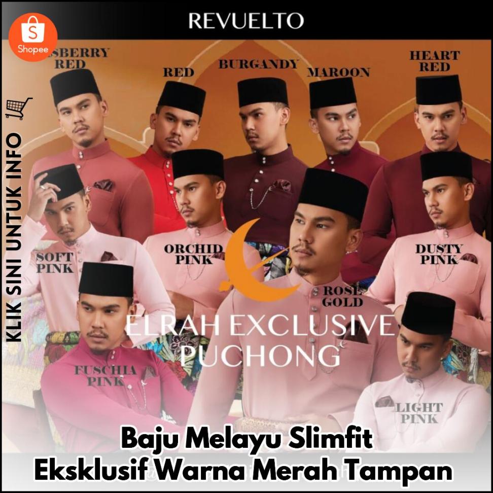 Baju Melayu Slimfit Eksklusif Warna Merah Tampan