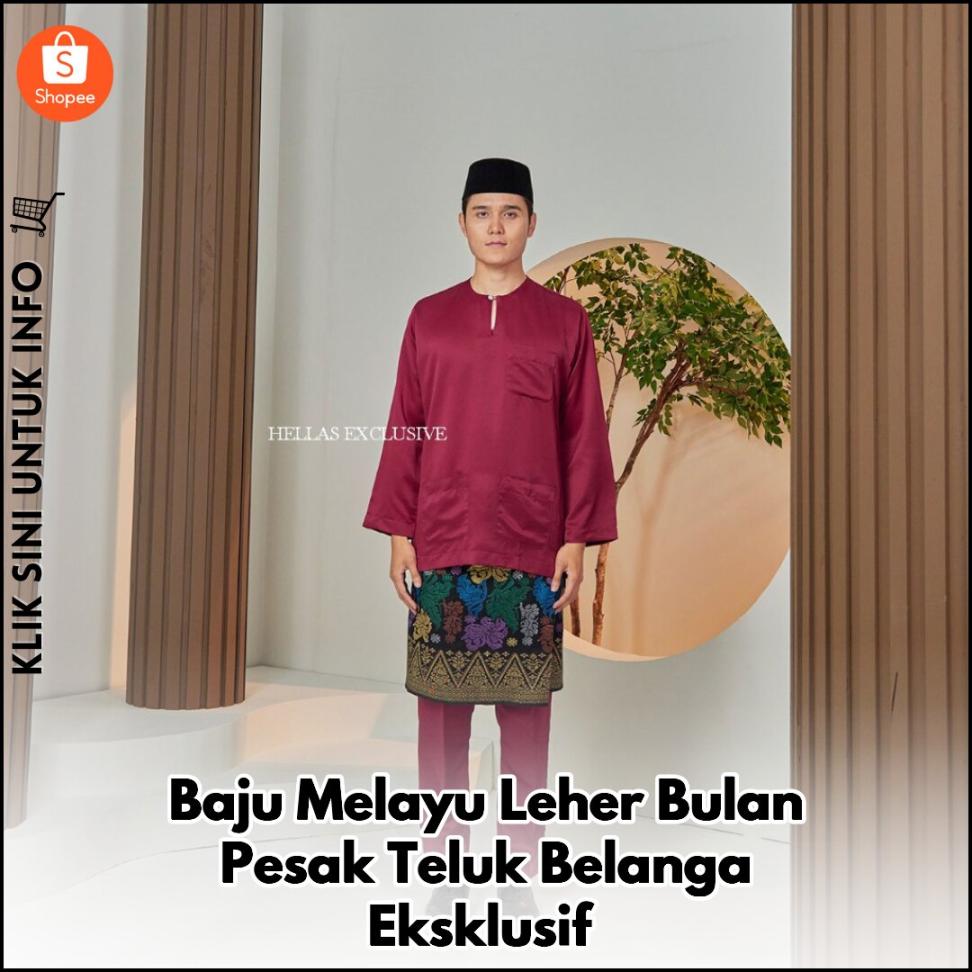 Baju Melayu Leher Bulan Pesak Teluk Belanga Eksklusif
