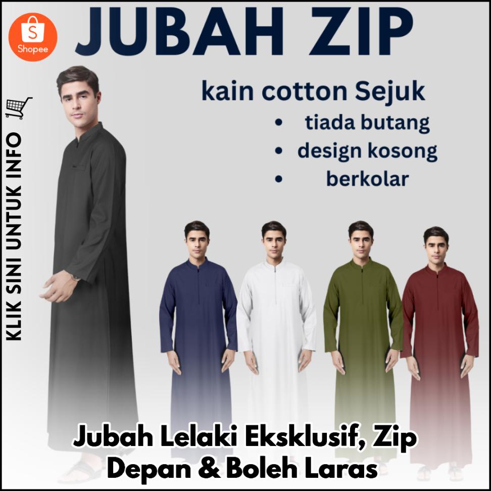 Jubah Lelaki Eksklusif, Zip Depan & Boleh Laras