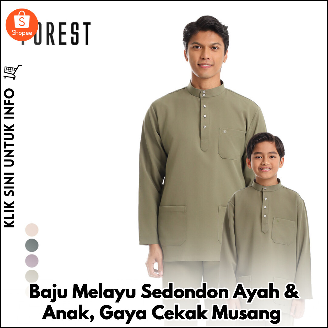 Baju Melayu Sedondon Ayah & Anak, Gaya Cekak Musang