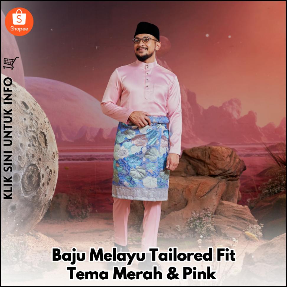 Baju Melayu Tailored Fit Tema Merah & Pink