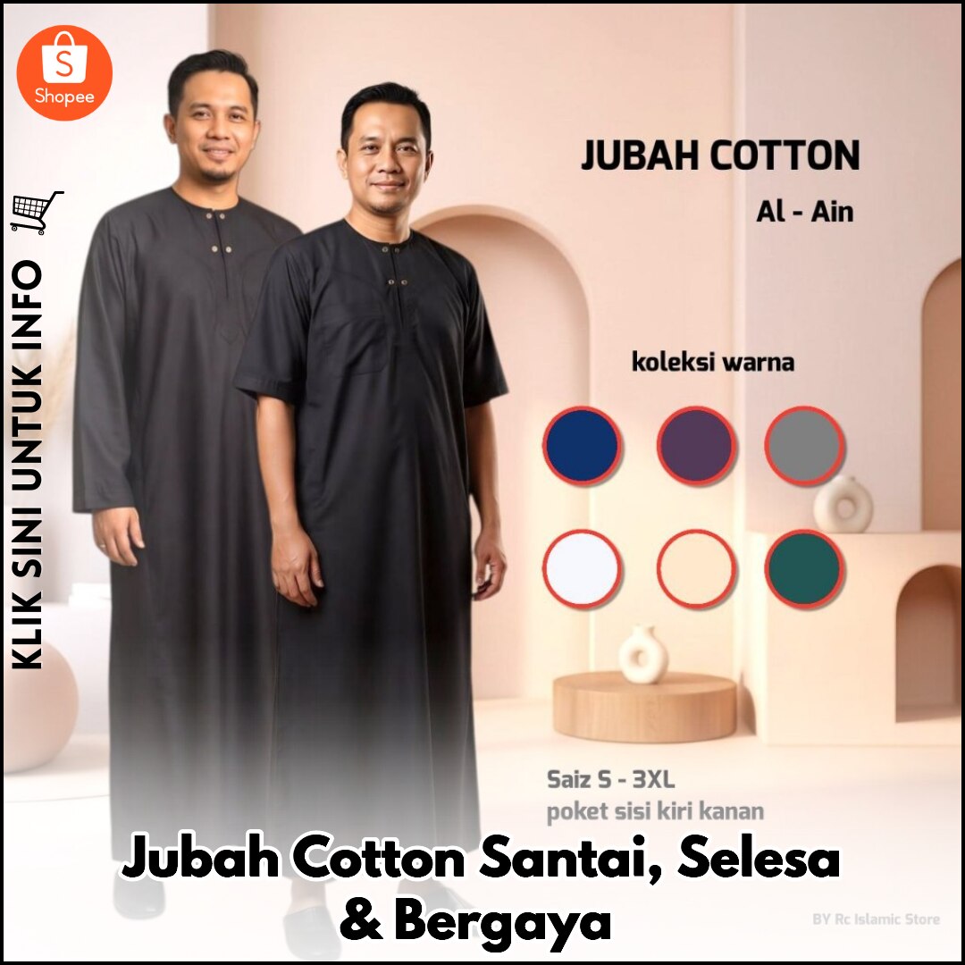 Jubah Cotton Santai, Selesa & Bergaya