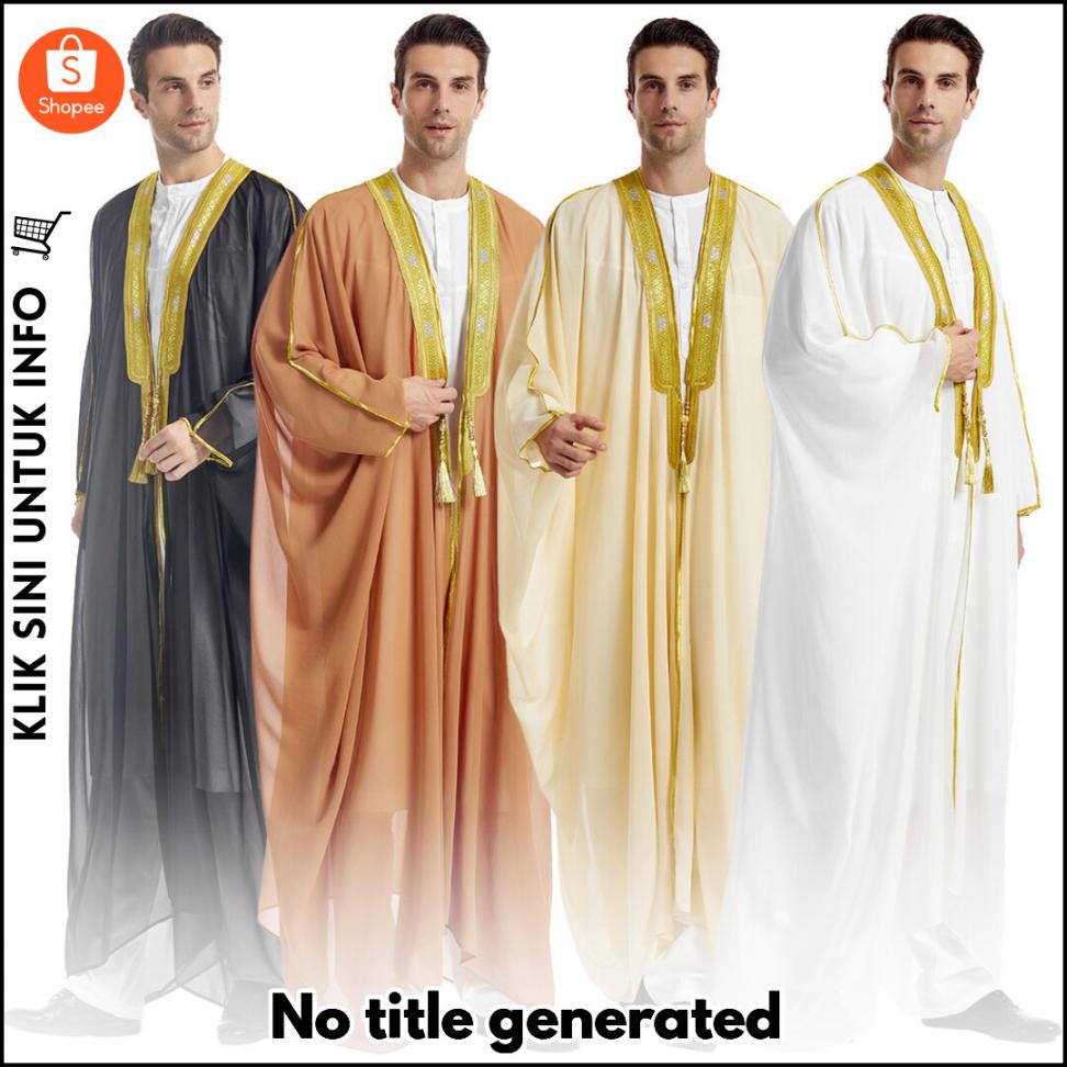 Jubah Lelaki Bergaya, Berbrodu Emas & Chiffon