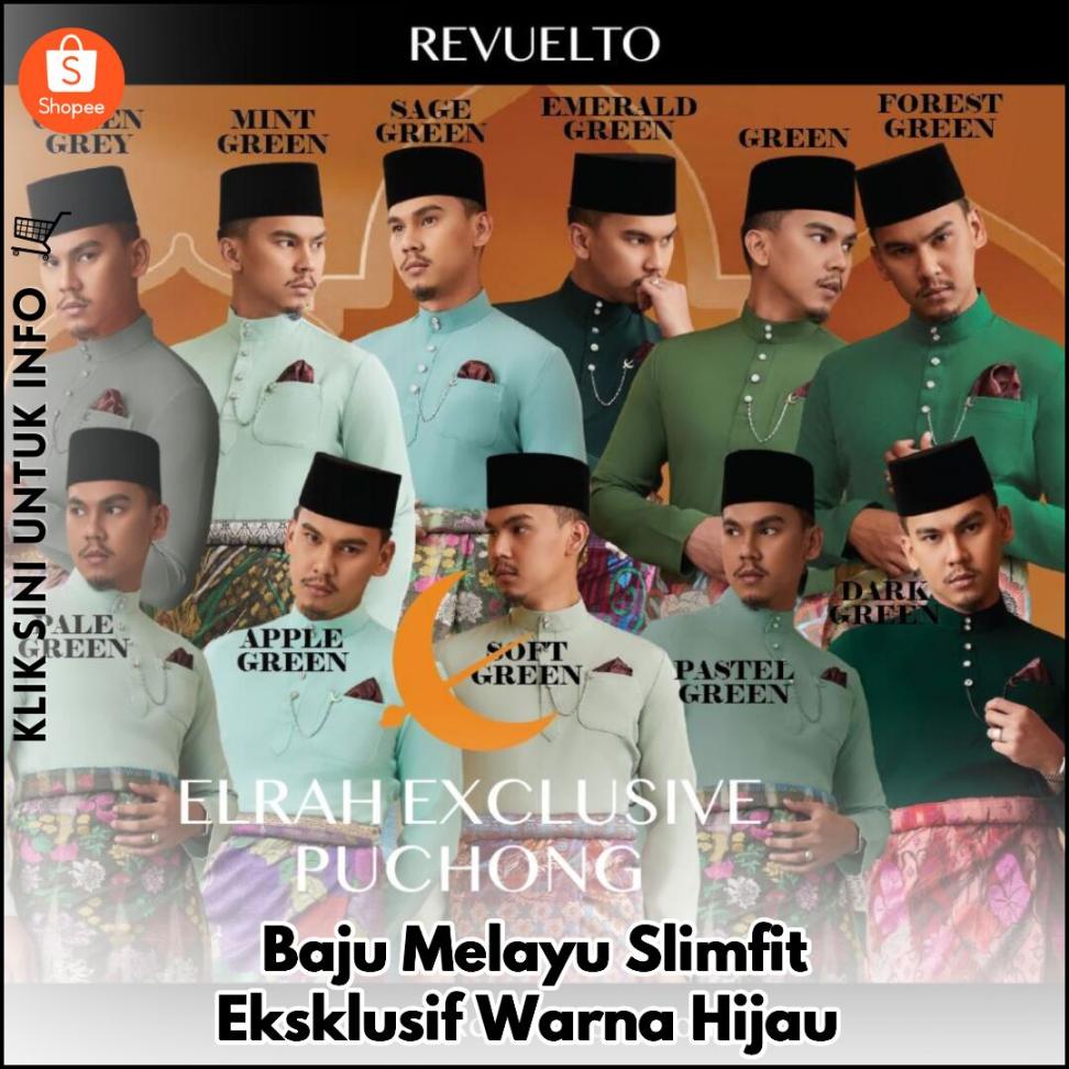 Baju Melayu Slimfit Eksklusif Warna Hijau