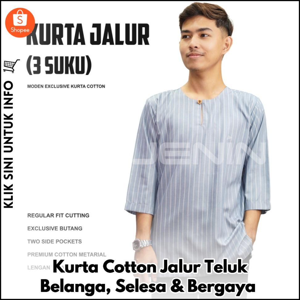 Kurta Cotton Jalur Teluk Belanga, Selesa & Bergaya