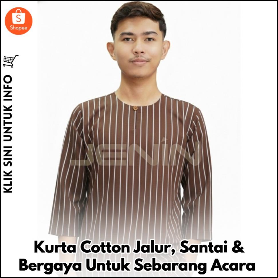 Kurta Cotton Jalur, Santai & Bergaya Untuk Sebarang Acara