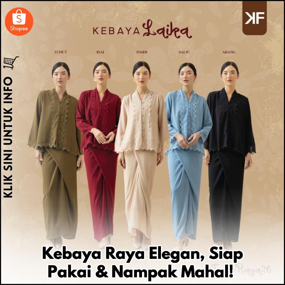Kebaya Raya Elegan, Siap Pakai & Nampak Mahal!