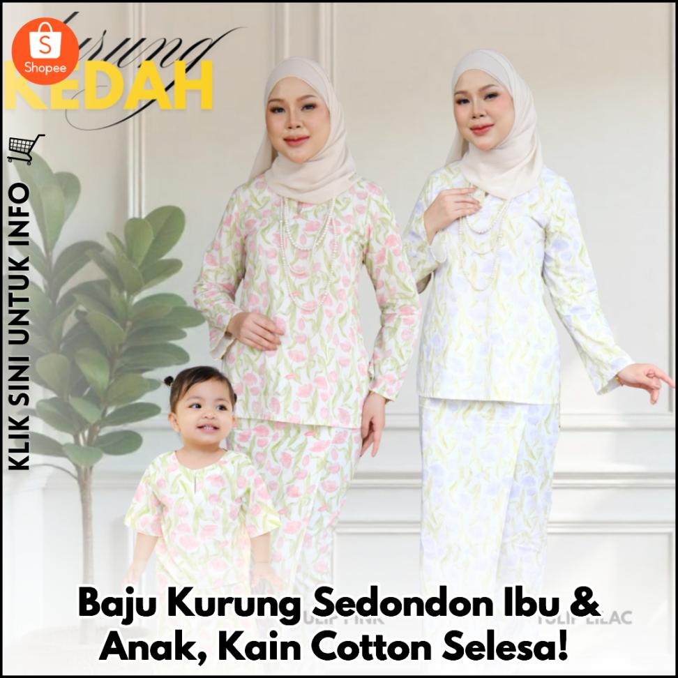 Baju Kurung Sedondon Ibu & Anak, Kain Cotton Selesa!