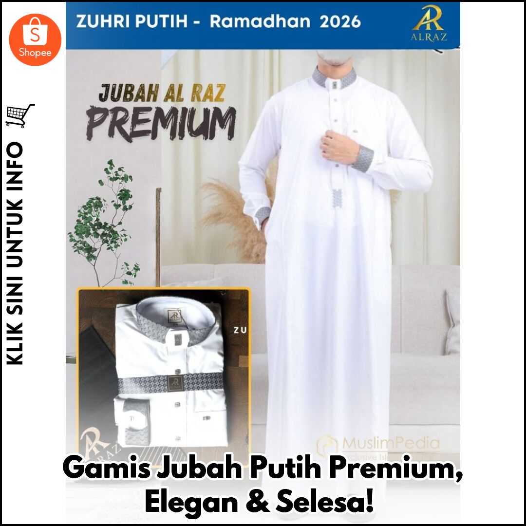 Gamis Jubah Putih Premium, Elegan & Selesa!