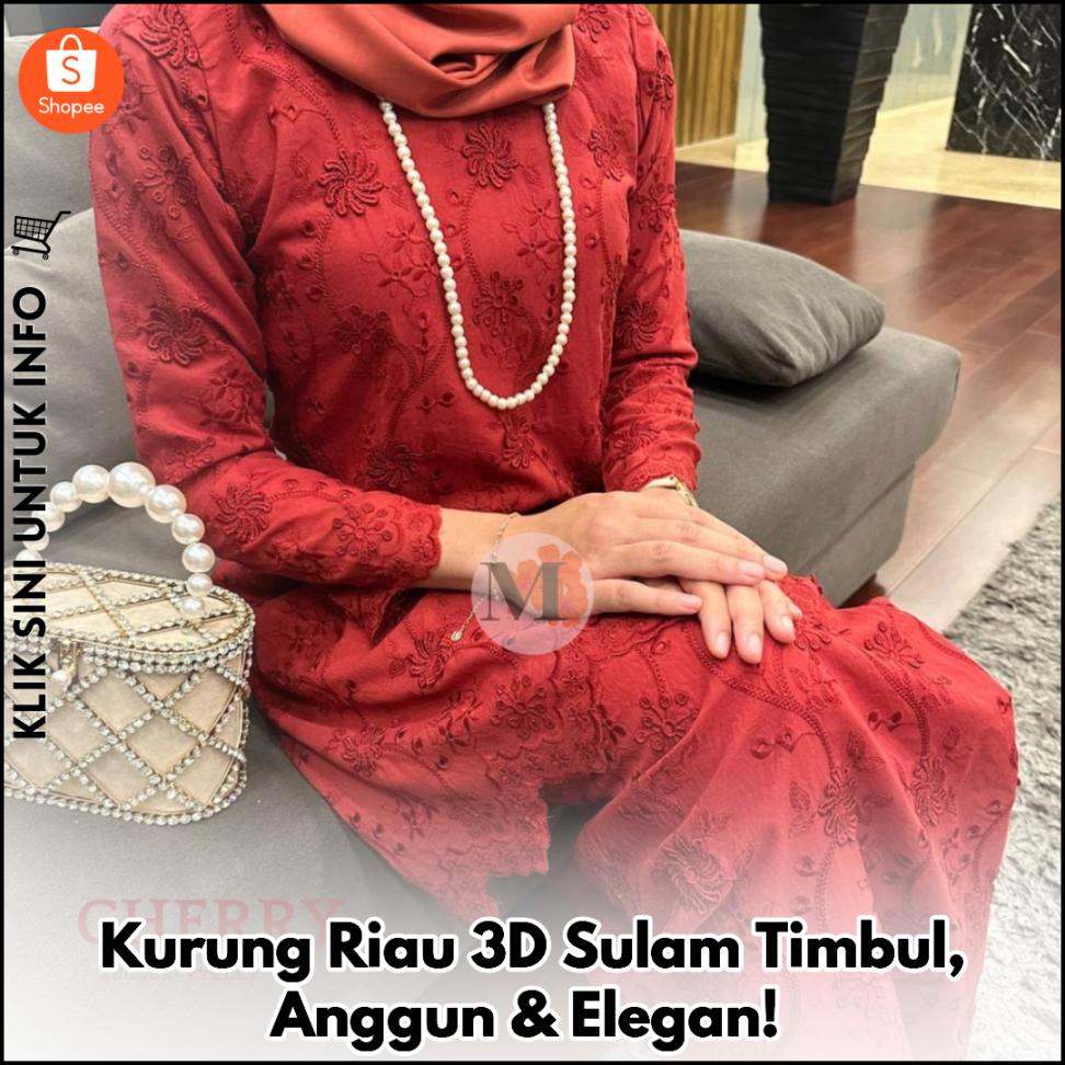 Anggun Bertudung Sulam Timbul, Pesona Riau Menawan!