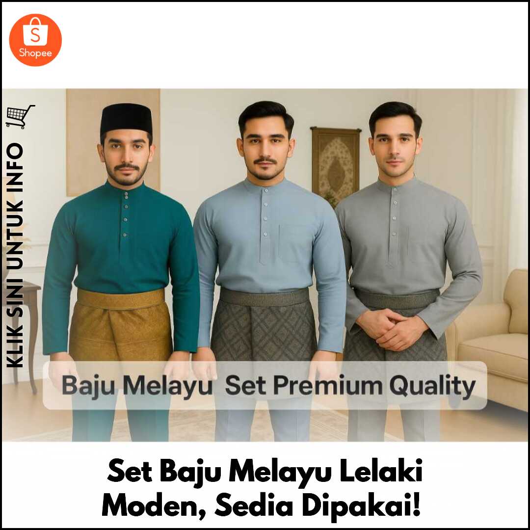 Set Baju Melayu Lelaki Moden, Sedia Dipakai!