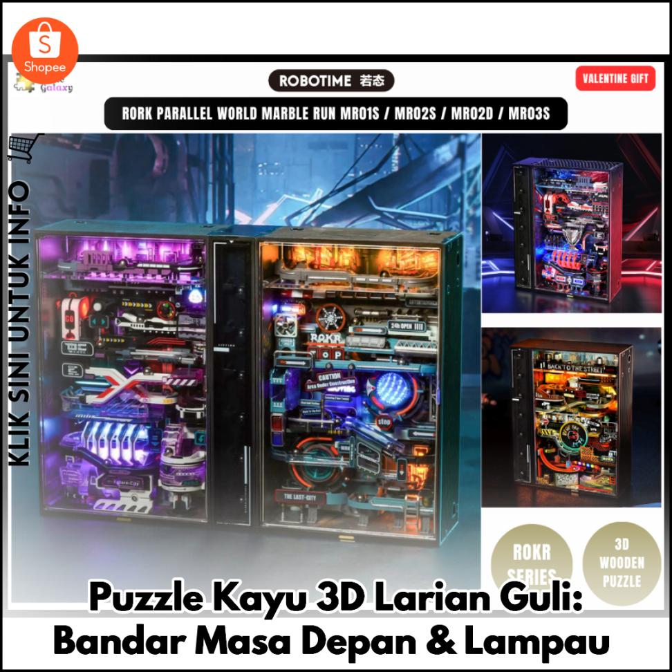 Puzzle Kayu 3D Larian Guli: Bandar Masa Depan & Lampau