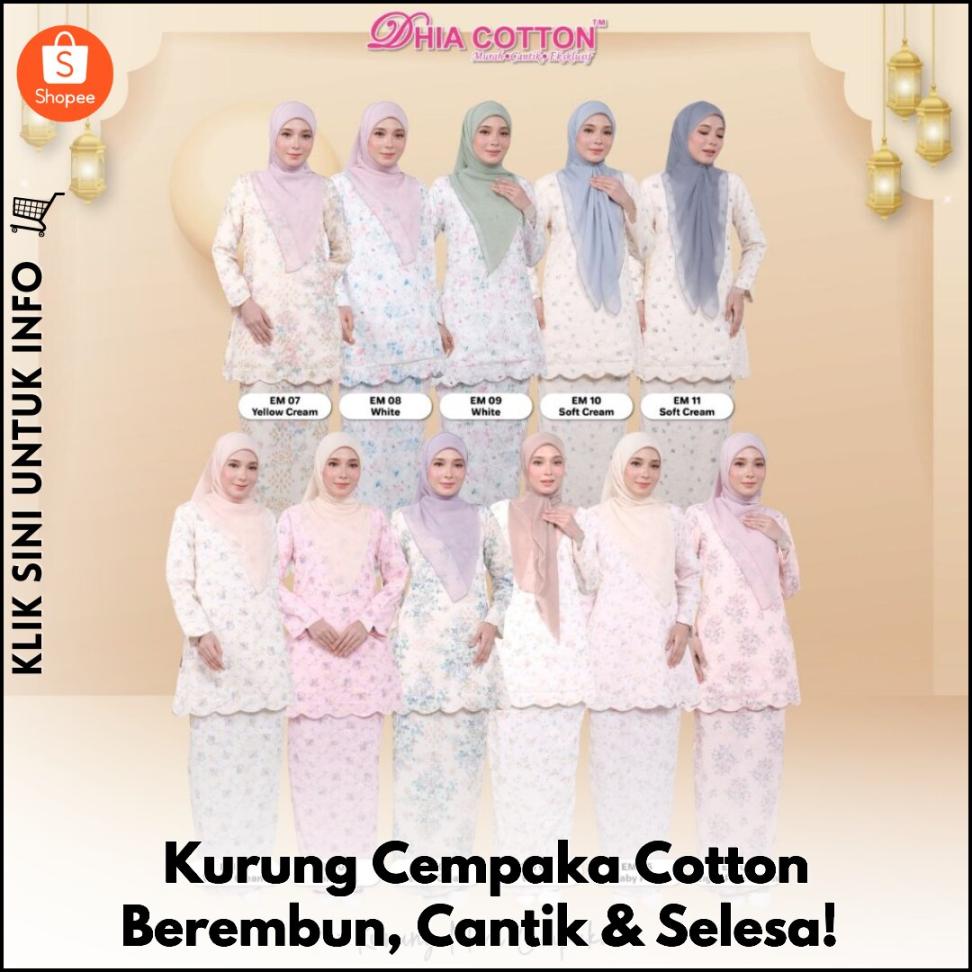 Kurung Cempaka Cotton Berembun, Cantik & Selesa!