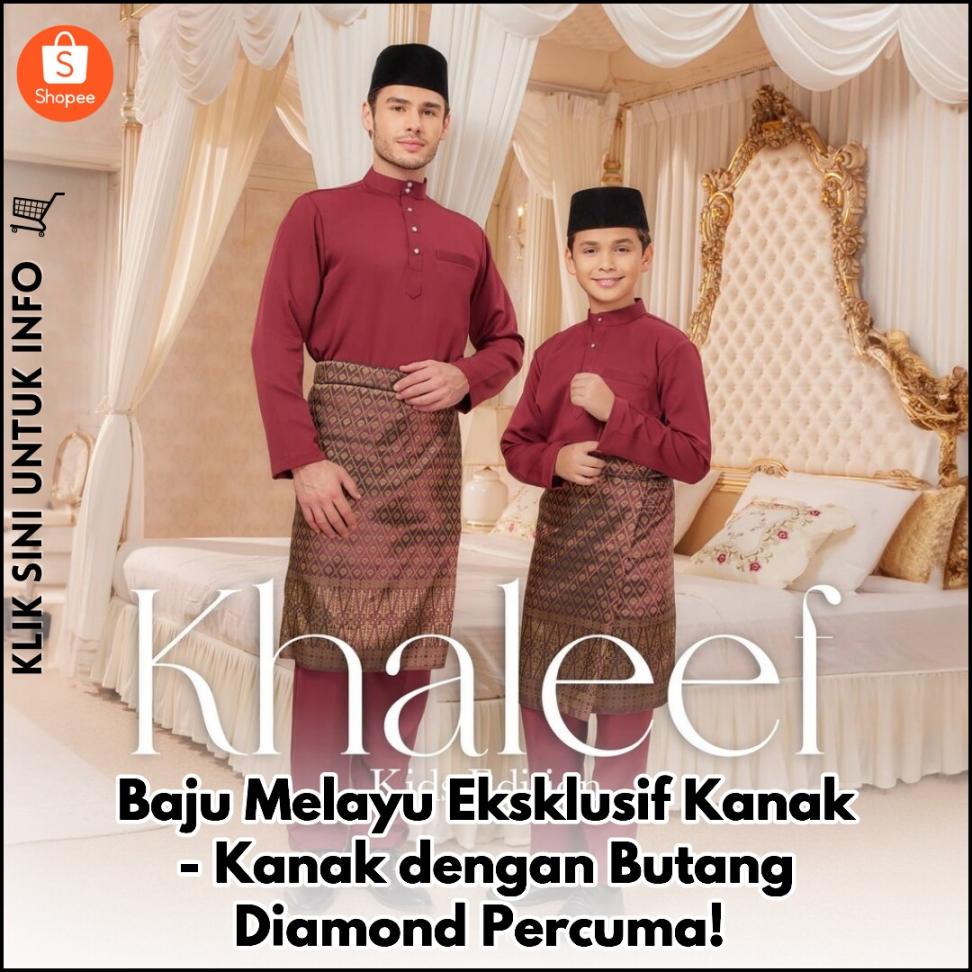 Baju Melayu Eksklusif Kanak-Kanak dengan Butang Diamond Percuma!