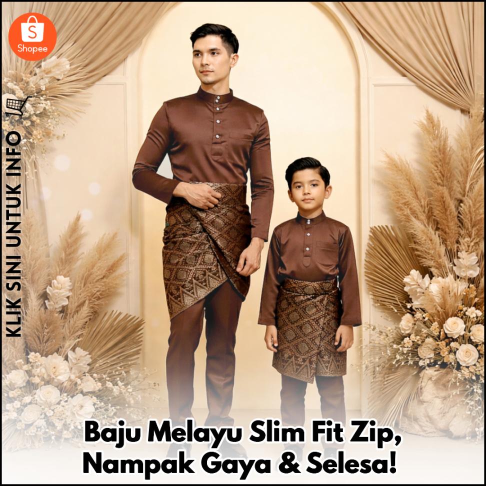 Baju Melayu Slim Fit Zip, Nampak Gaya & Selesa!