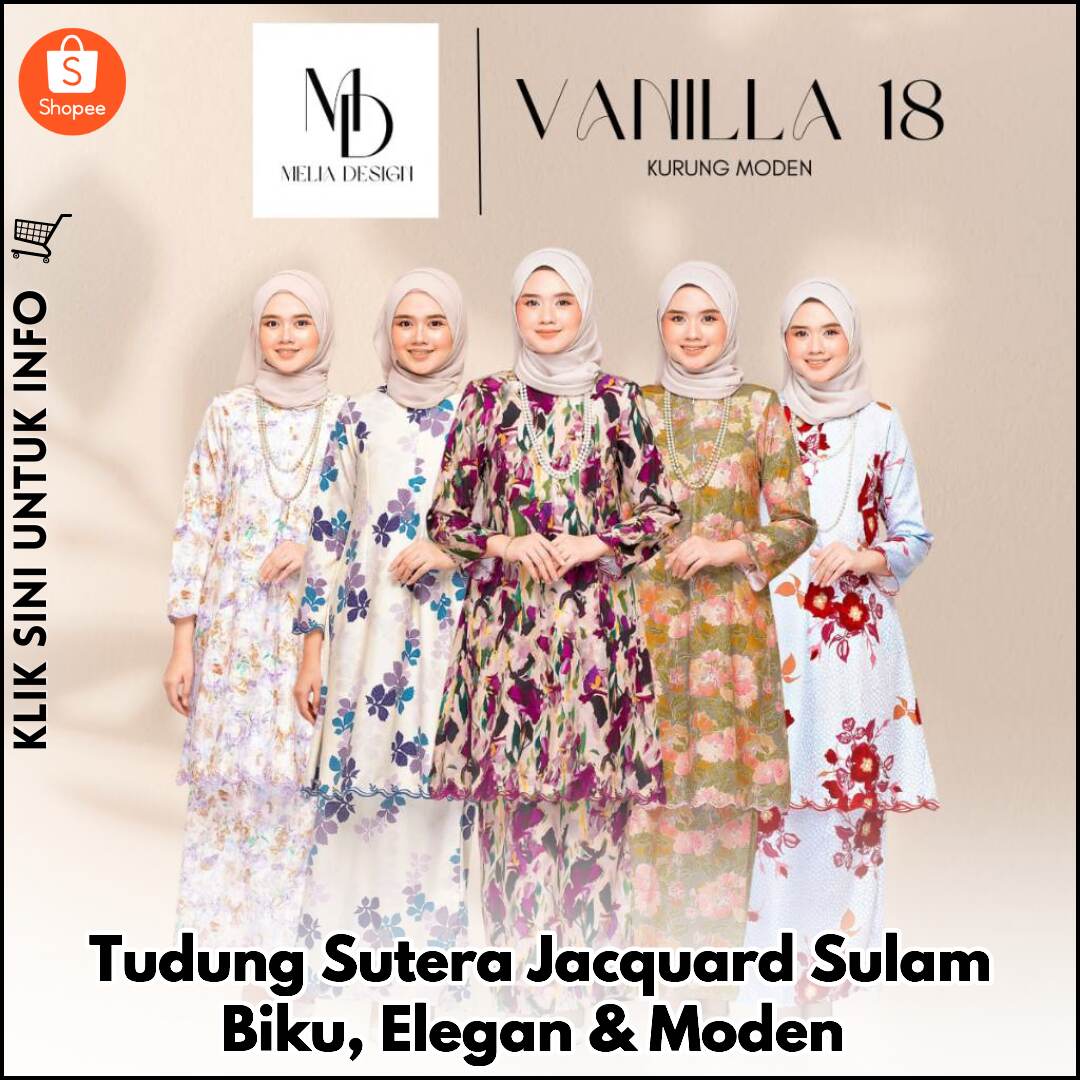 Tudung Sutera Jacquard Sulam Biku, Elegan & Moden