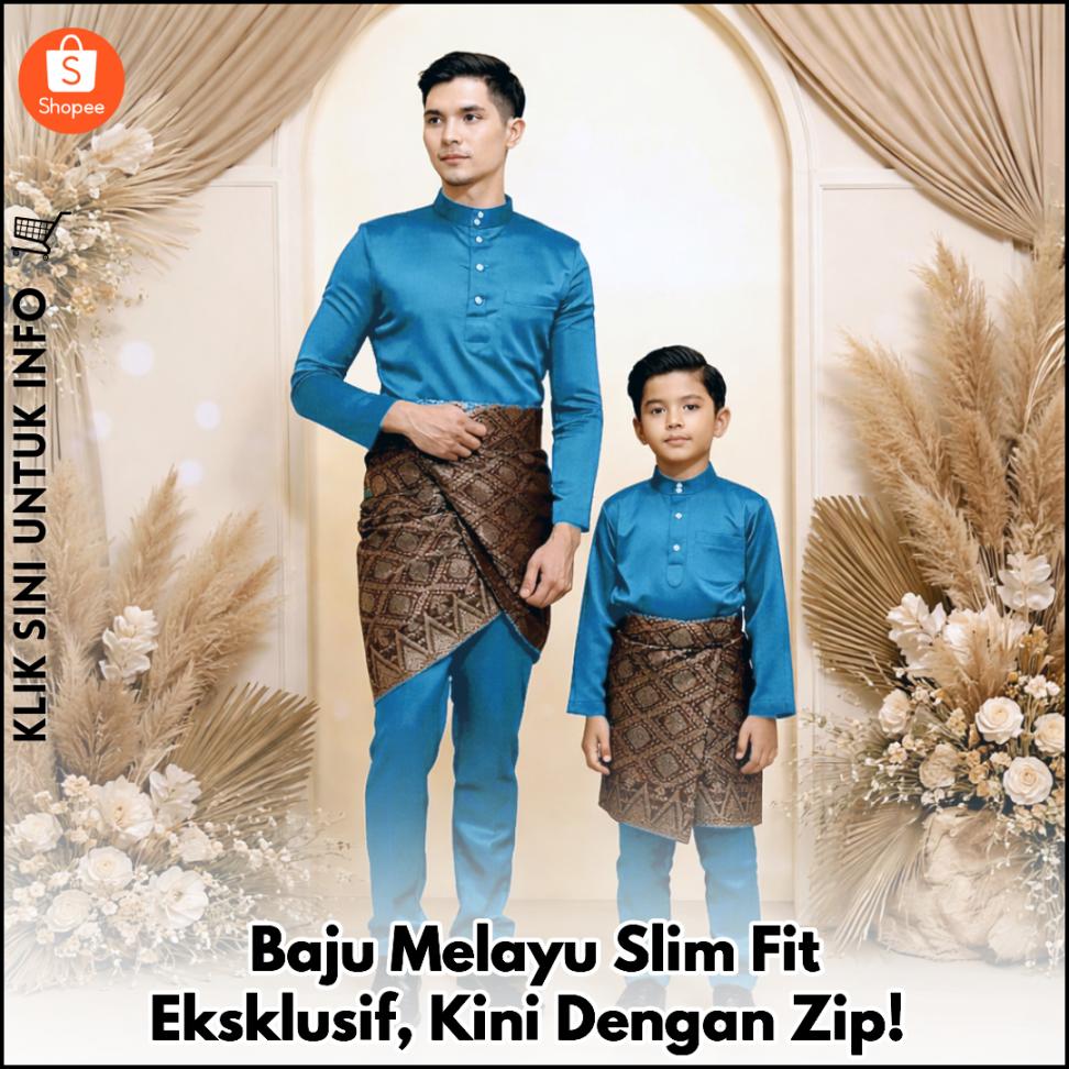 Baju Melayu Slim Fit Eksklusif, Kini Dengan Zip!
