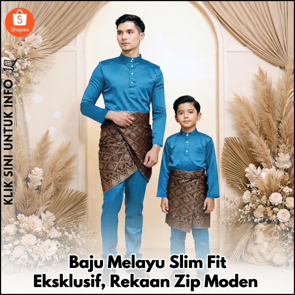 Baju Melayu Slim Fit Eksklusif, Kini Dengan Zip!