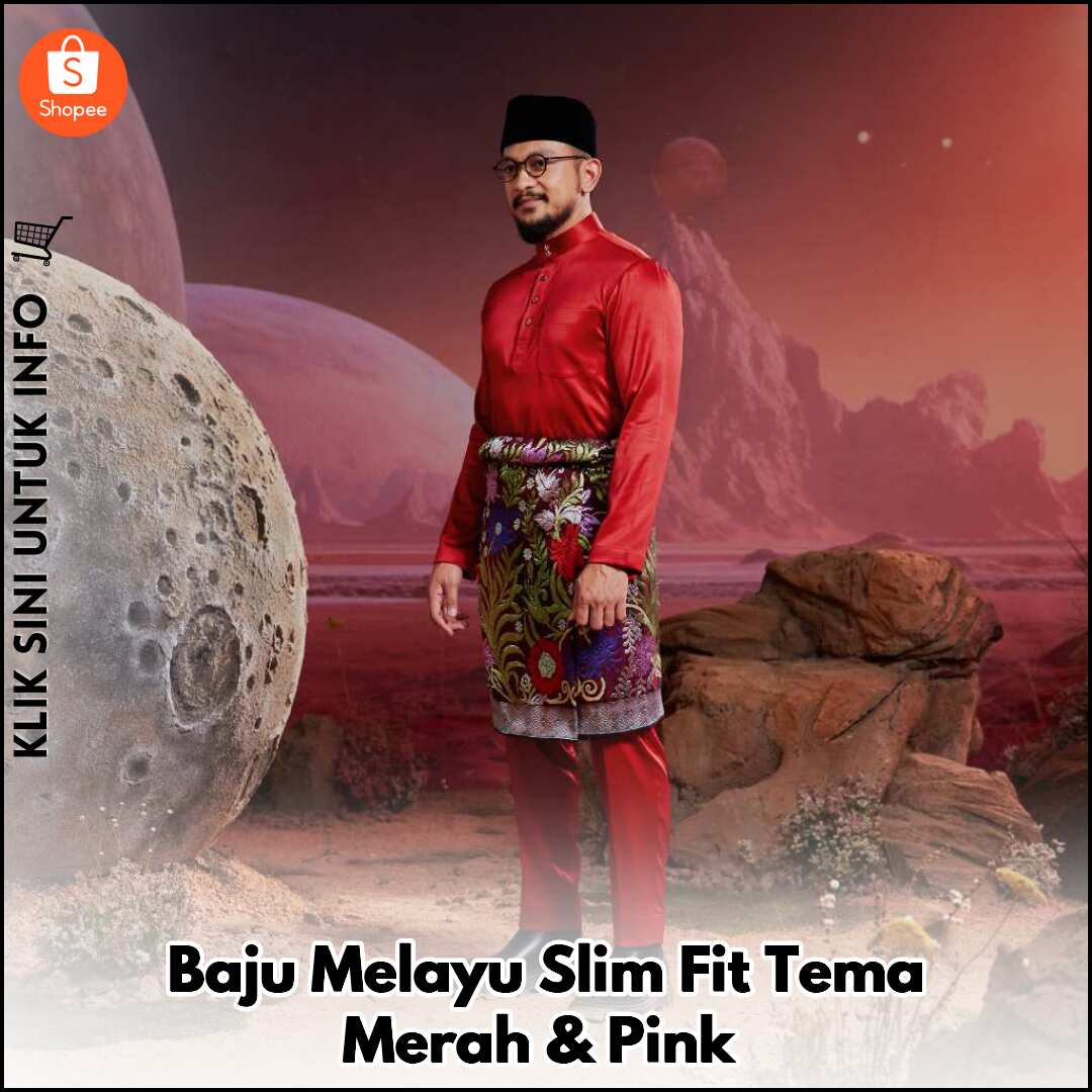 Baju Melayu Slim Fit Tema Merah & Pink
