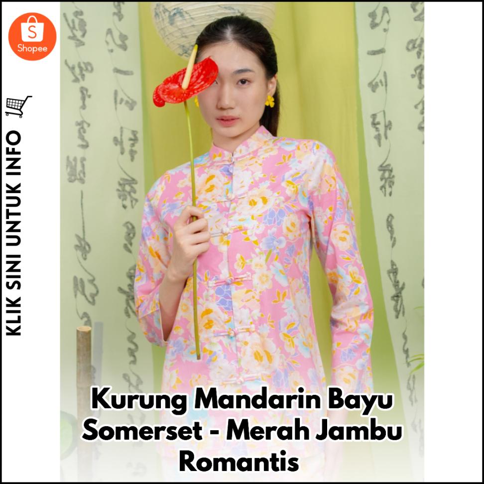 Kurung Mandarin Bayu Somerset - Merah Jambu Romantis