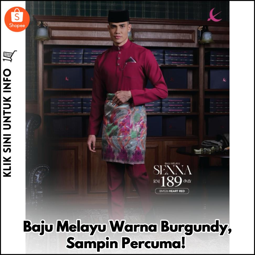 Baju Melayu Warna Burgundy, Sampin Percuma!