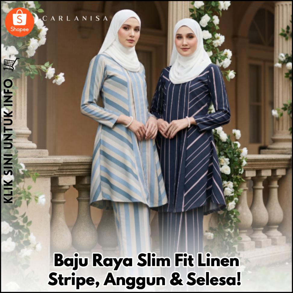 Baju Raya Slim Fit Linen Stripe, Anggun & Selesa!