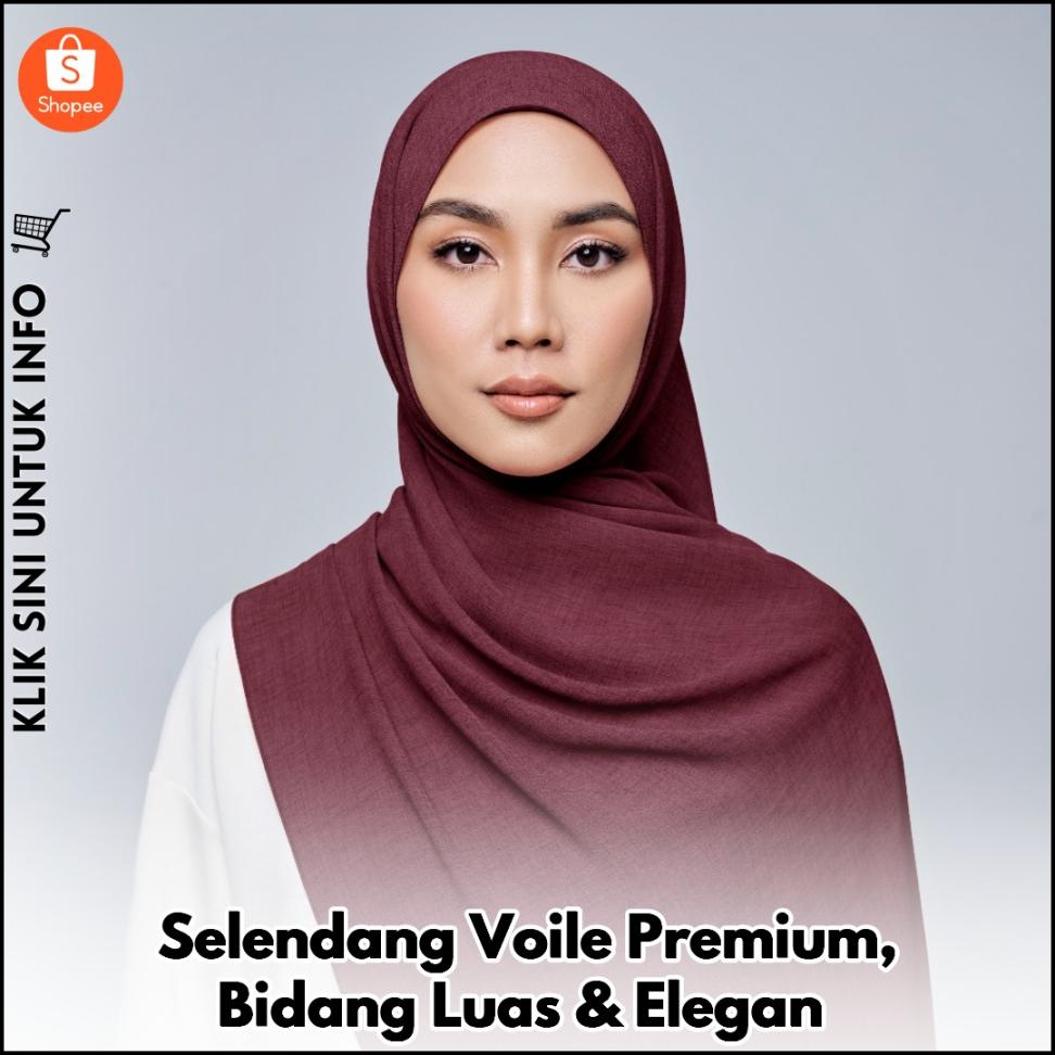 Selendang Voile Premium, Bidang Luas & Elegan