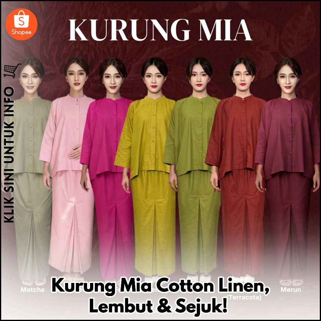 Kurung Mia Cotton Linen, Lembut & Sejuk!