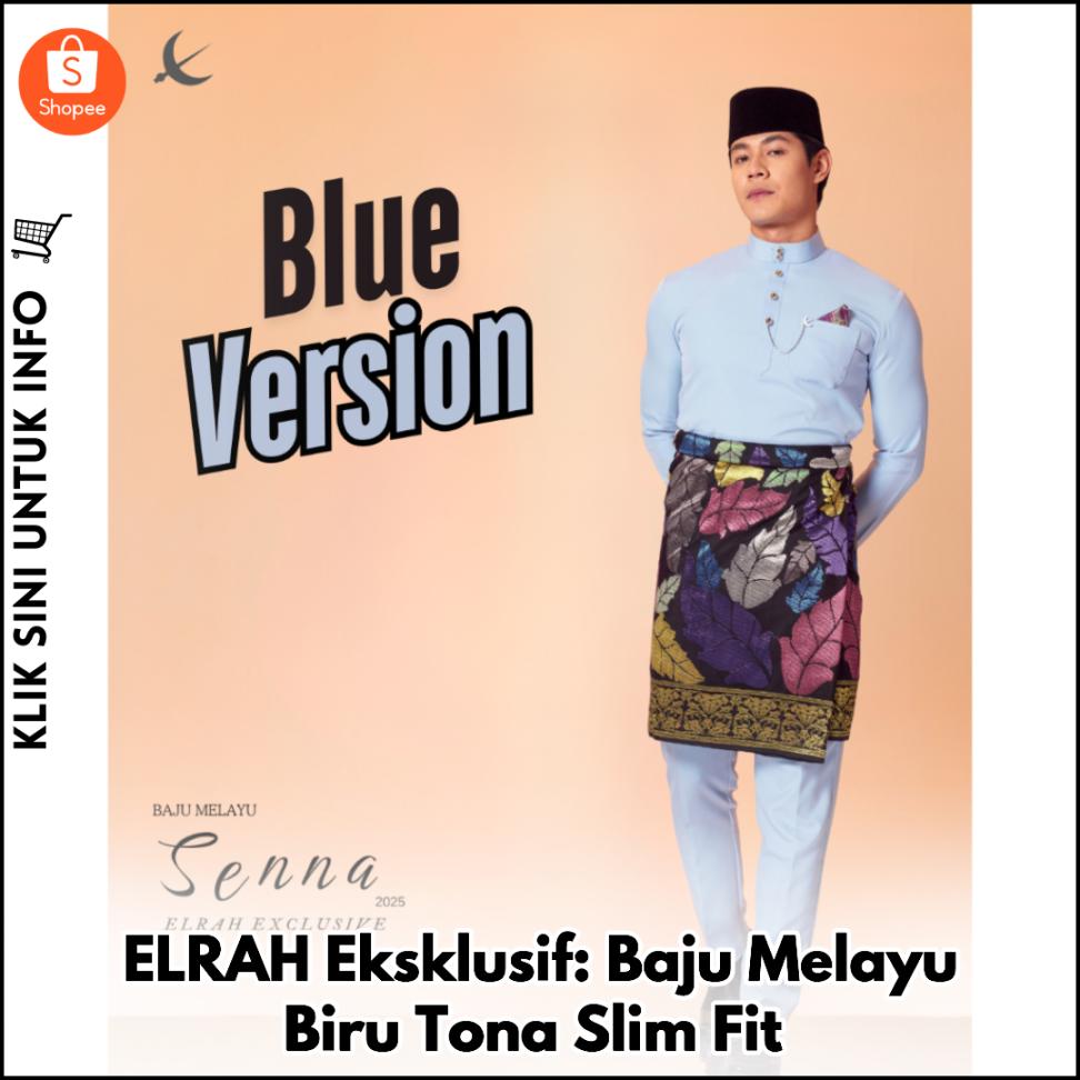 ELRAH Eksklusif: Baju Melayu Biru Tona Slim Fit