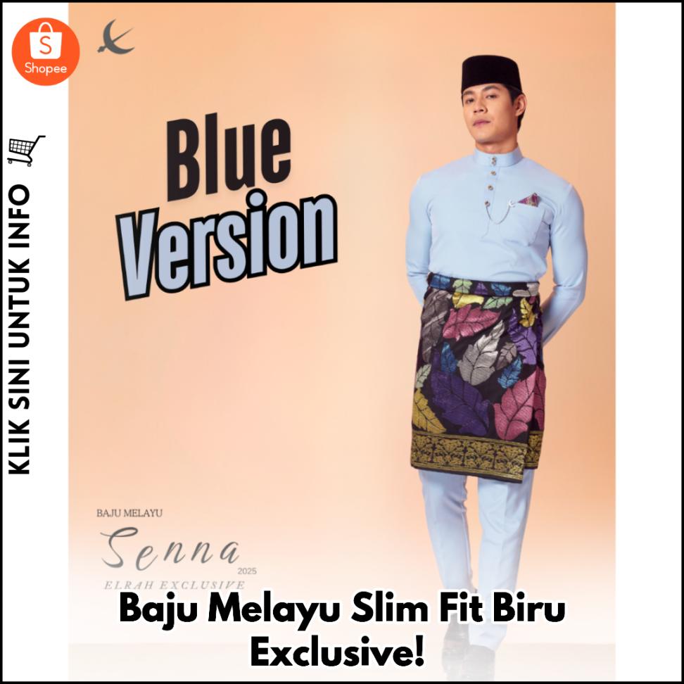 Baju Melayu Slim Fit Biru Exclusive!