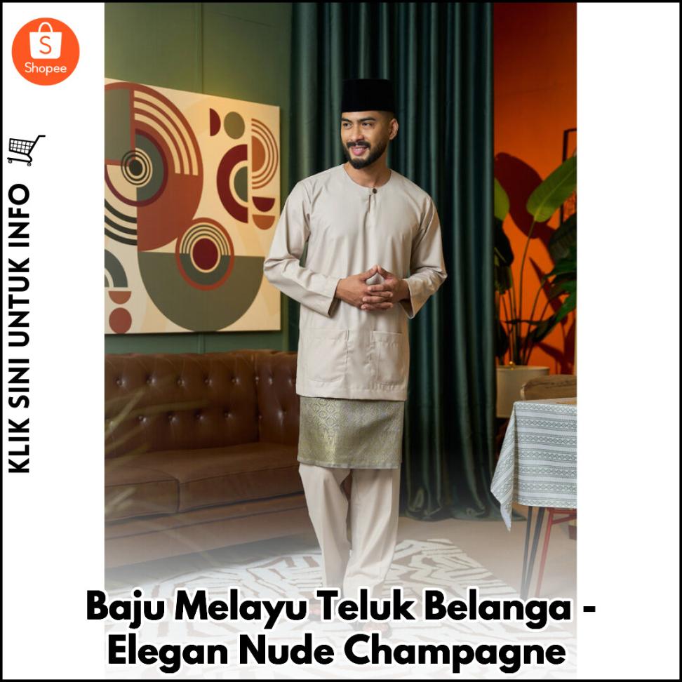Baju Melayu Teluk Belanga - Elegan Nude Champagne